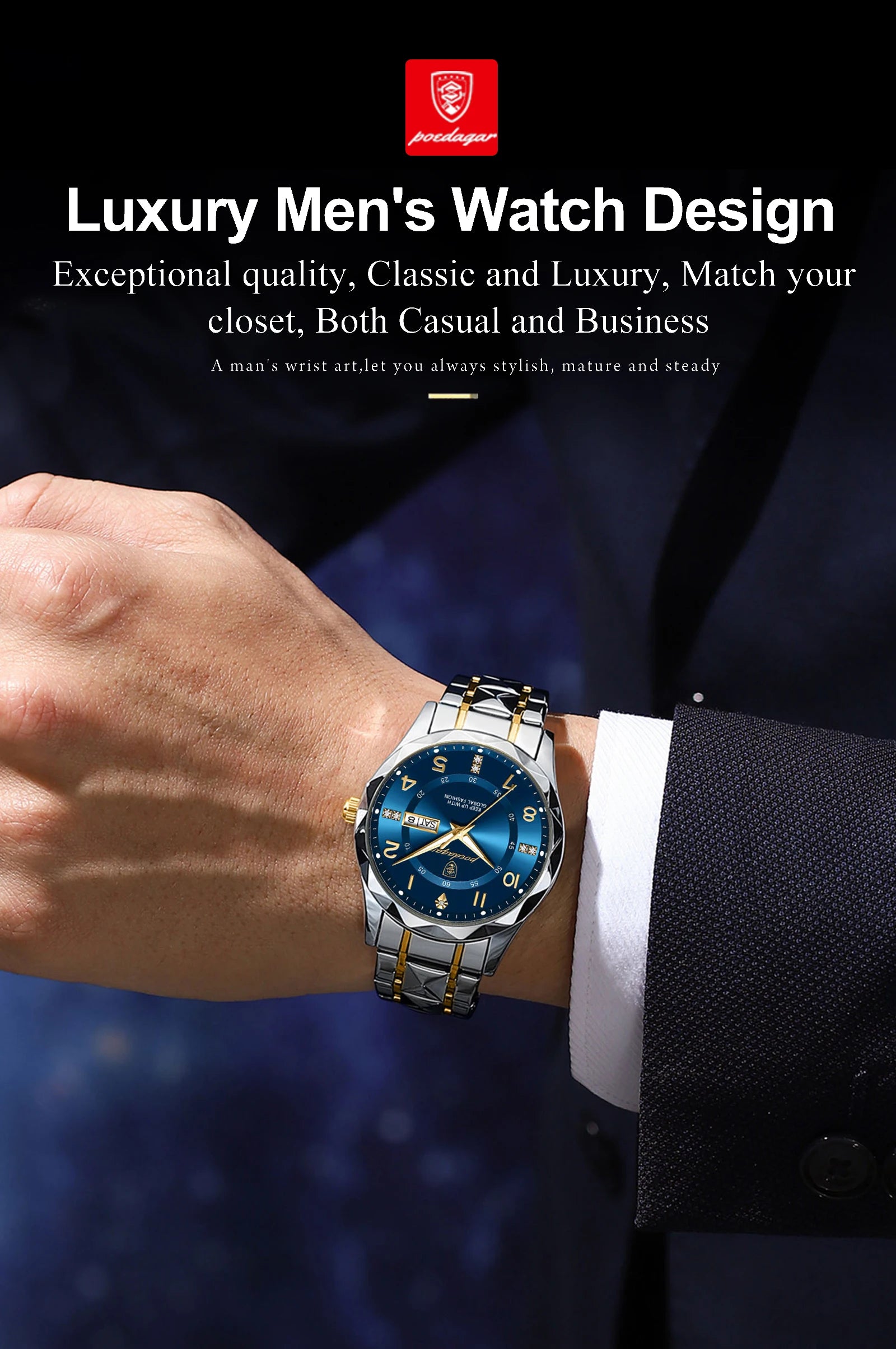 Luxury Waterproof Quartz Watch for Men with Luminous Dial - Smarsty