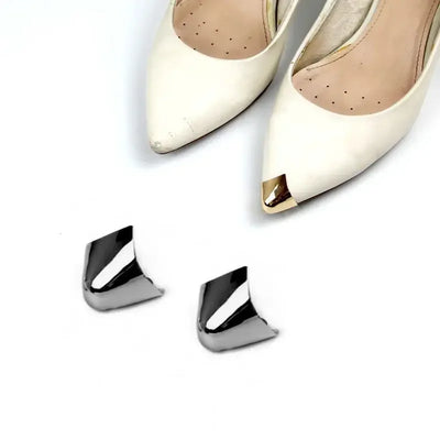Women High Heel Metal Toe Cap Wear and Tear Concealer Anti-kicking Leather Shoes Point Protector Flat Shoe Tips Cap Accessorices - Smarsty