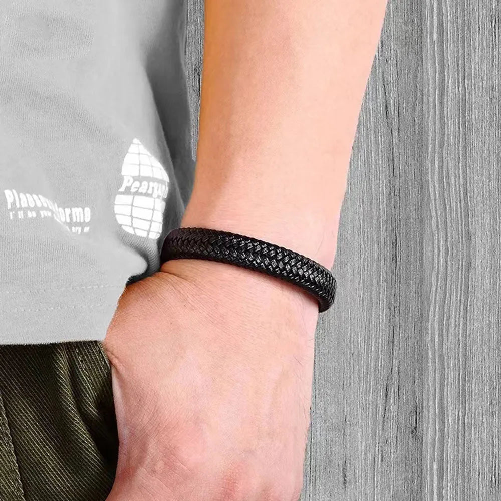Vintage PU Leather Magnetic Bracelet for Men Elegant Business Style - Smarsty