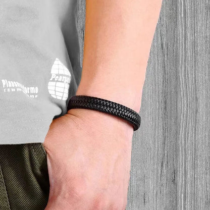 Vintage PU Leather Magnetic Bracelet for Men Elegant Business Style - Smarsty