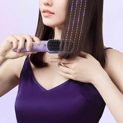 Cordless Hair Straightener Brush with Anti-Scald Feature - Smarsty