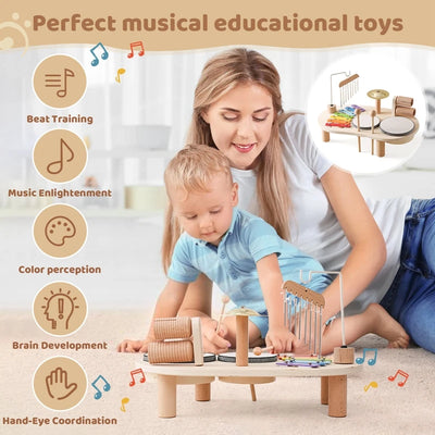 Baby Educational Toys Wooden Aeolian Bells Montessori Children's Musical Toys Xylophone Newborn Birthday Gifts Music Table Toys - Smarsty