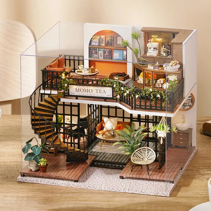 Wooden Doll House 3D Puzzle Assembly Building Model Kit Production Small Room Toys Home Bedroom Decoration With Furniture Light