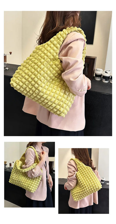 Crossbody Bag Pleated Embroidered Plaid Tote For Women - Smarsty