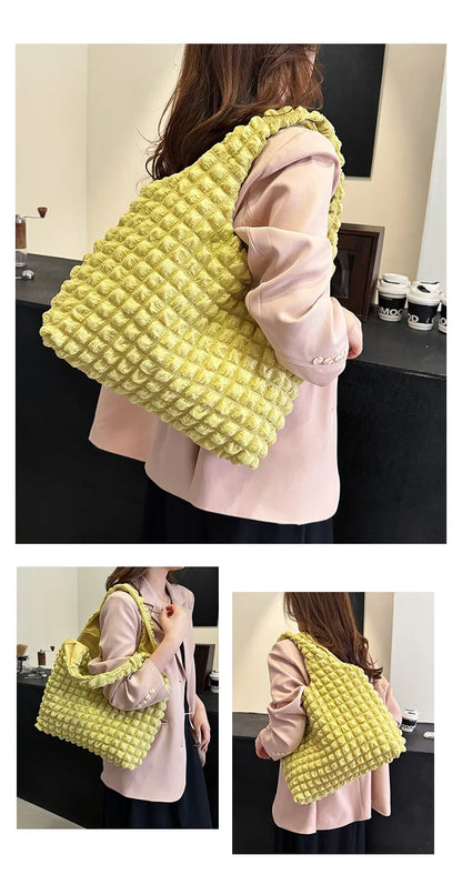 Crossbody Bag Pleated Embroidered Plaid Tote For Women - Smarsty