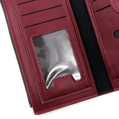 Fashionable New Women's Long Wallet, European and American Fashion Phone Bag, PU Leather Multi Card Carrying Bag - Smarsty