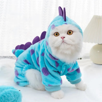 Funny Dog Dinosaur Halloween Costume Soft Warm Dog Clothes for Small Dogs Pixar Monsters Overalls for Cat Winter Puppy Hoodies