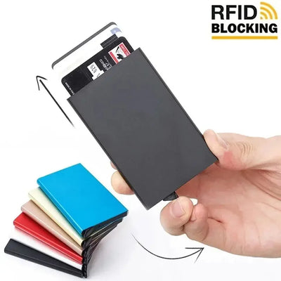 Anti Rfid Blocking Smart Wallet for Men Women ID Bank Credit Card Holder Metal Thin Slim Women Wallets Pop Up Minimalist Purse - Smarsty