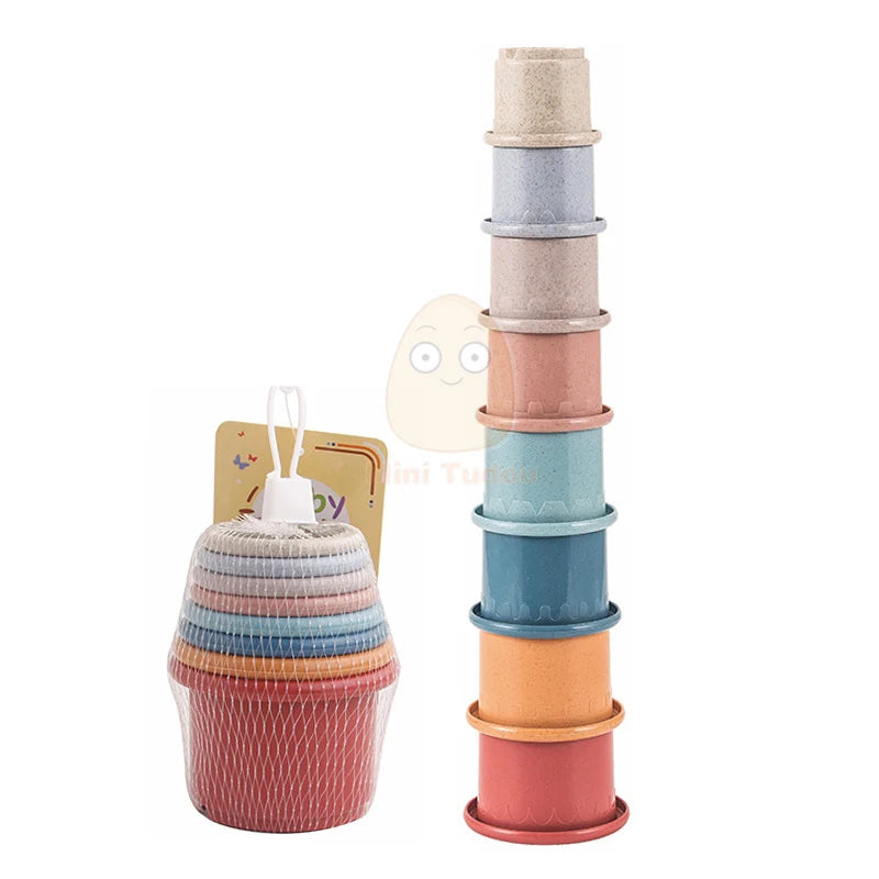 Baby Toys Stacking Cup Cartoon Early Educational Learning Color Number Nesting Sorting Bath Shower Play Water Sand Game For Kids - Smarsty