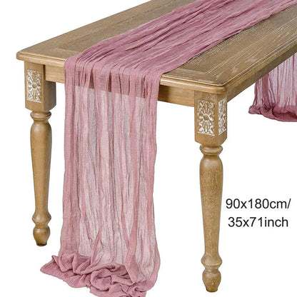 Sage Semi-Sheer Gauze Table Runner for Elegant Dining - Smarsty