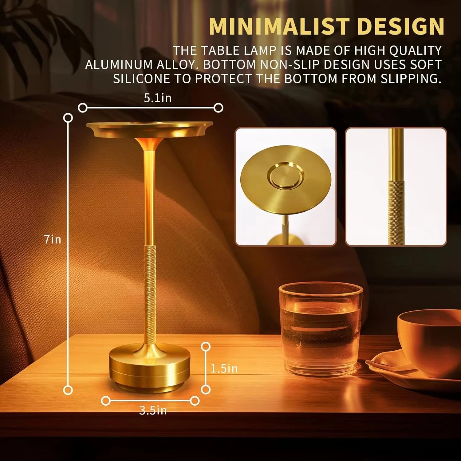Portable LED Dimmable Aluminum Desk Lamp for Atmosphere - Smarsty