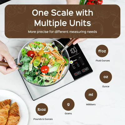 Smart Kitchen Scale Stainless Steel Food Calorie Protein Fat Carbs Nutritional Calculator 11LB/5kg Weight for Healthy Cooking by Smarsty