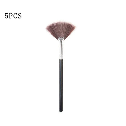 5 Piece Soft Makeup Brush Set with Wooden Handles - Smarsty