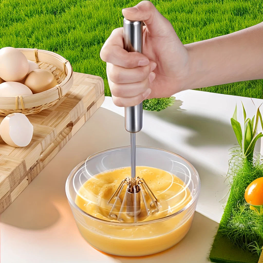 Stainless Steel Egg Beater Durable Semi-Automatic Mixer for Effortless Egg Cream Mixing Stirring and Beating for Kitchen Baking - Smarsty