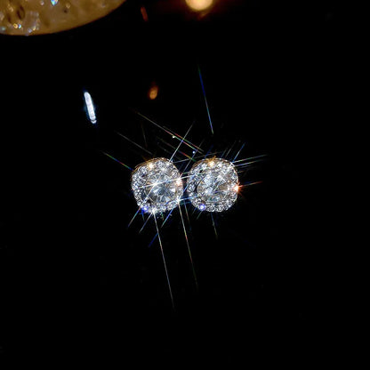 Light Luxury Zircon Stud Earrings Hollow Geometric - Smarsty