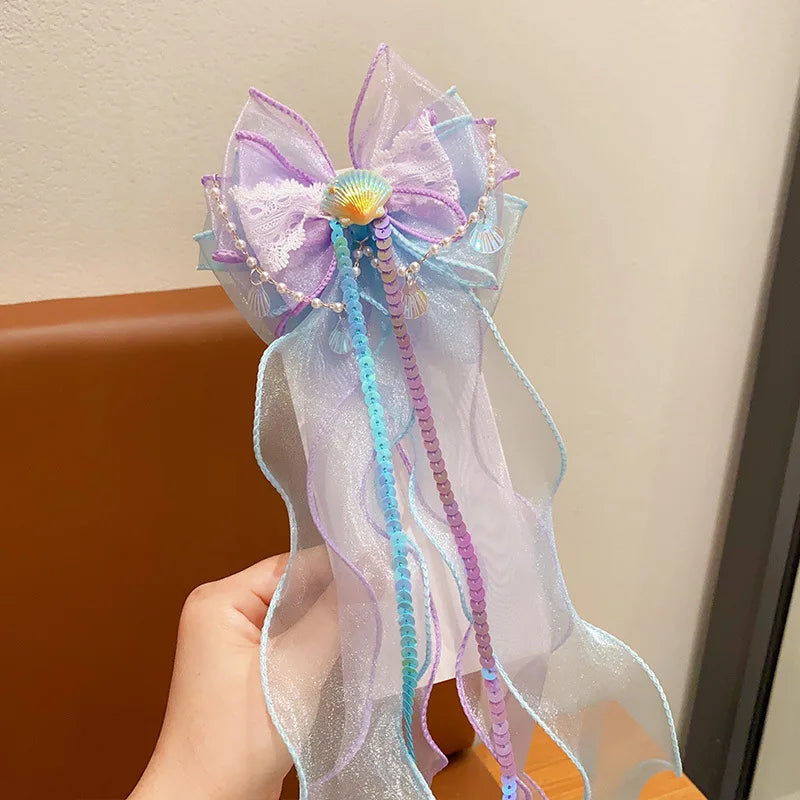 Mermaid Hair Accessories for Girls with Bow and Clip - Smarsty
