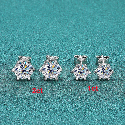 Moissanite Stud Earrings D Color 925 Sterling Silver - Smarsty