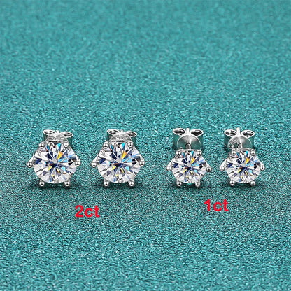 Moissanite Stud Earrings D Color 925 Sterling Silver - Smarsty