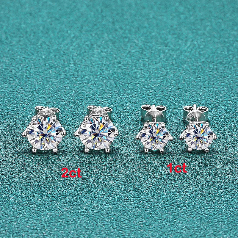 Moissanite Stud Earrings D Color 925 Sterling Silver - Smarsty