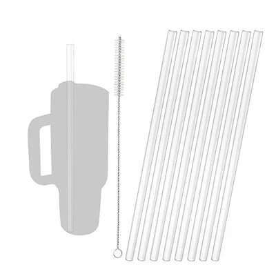 Reusable Straw with Cleaning Brush Plastic Replacement Straw Compatible with Stanley 40 oz 30 oz Cup Tumbler - Smarsty