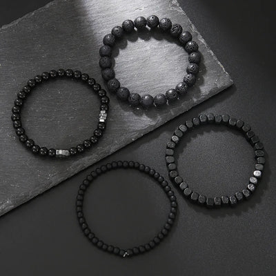 Men's Multi Layer Volcanic Stone Bead Bracelet Set - Smarsty