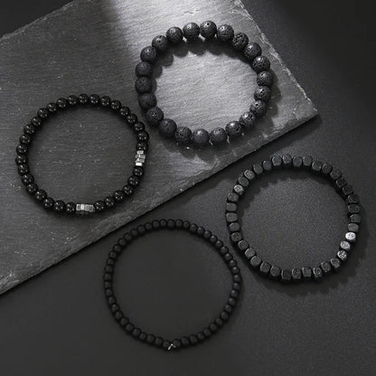 Men's Multi Layer Volcanic Stone Bead Bracelet Set - Smarsty