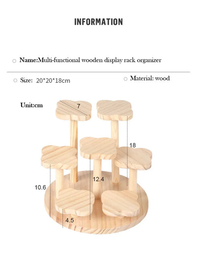 Wooden Display Riser Stand Organizer Shelf Stand for Toys and Dolls Figure Display Cabinet Cute Dolls Storage Rack Decoration by Smarsty