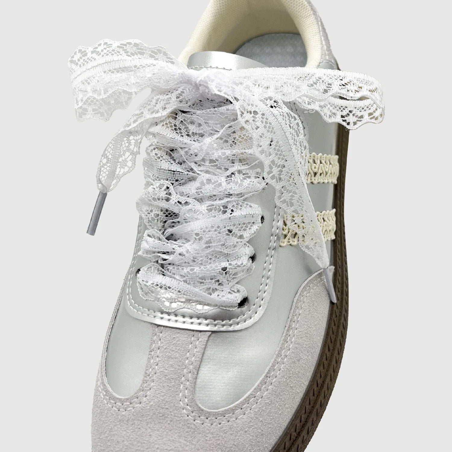 1Pair Fancy Lace Shoelaces for Women Casual Shoes Width Flat Shoelace for Sneakers Black White Shoe Laces Accessorices - Smarsty