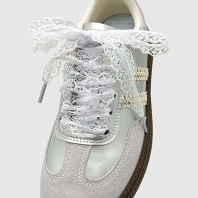 1Pair Fancy Lace Shoelaces for Women Casual Shoes Width Flat Shoelace for Sneakers Black White Shoe Laces Accessorices - Smarsty