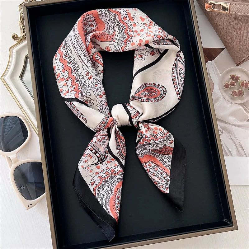 Luxury Leopard Print Silk Scarf for Women Spring Summer - Smarsty