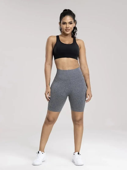 Seamless Sports Women Shorts Muliticolor Yoga Shorts Stretchy High Waist Running Cycling Leggings Hip Liftting Solid Gym Shorts - Smarsty