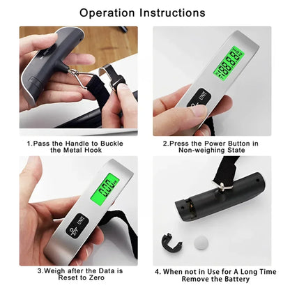 50kg/110lb Portable Digital Luggage Weight Scale LCD Display Pocket Electronic Suitcase Travel Scale Balance Baggage Weight Tool