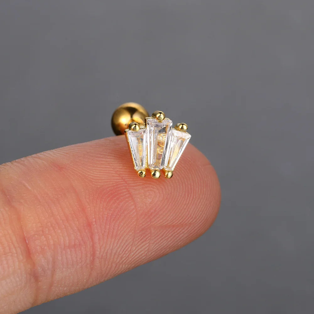 Crystal Waterdrop Tragus Earring Screw Back Stud CZ - Smarsty