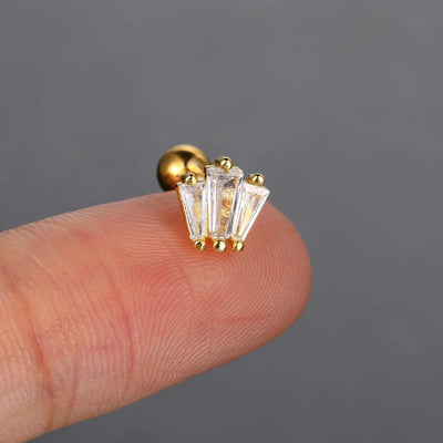Crystal Waterdrop Tragus Earring Screw Back Stud CZ - Smarsty