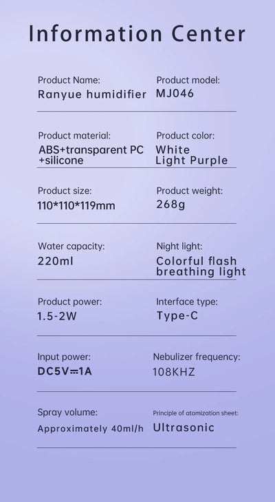 USB Rechargeable Space Capsule Air Humidifier with Colorful Light - Smarsty