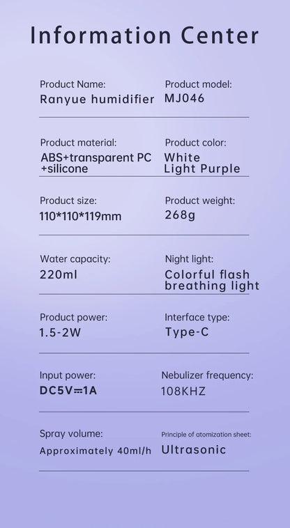 USB Rechargeable Space Capsule Air Humidifier with Colorful Light - Smarsty