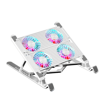 Laptop Cooling Pad with 2/4 Fans Foldable Notebook Stand RGB Silent Gaming Laptop Cooler Fan 7 Height for 11-17.3 Inch Notebook - Smarsty