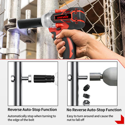 Onevan 520Nm Brushless Electric Impact Wrench with Dual Gears - Smarsty