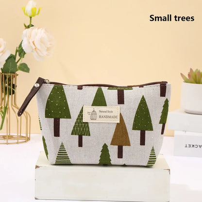 Canvas Cosmetic Bag Zipper Case With Card Holder For Travel - Smarsty