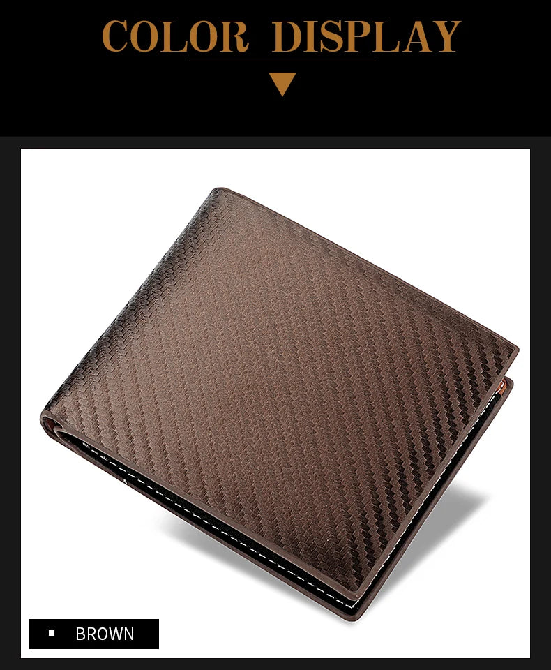 New Carbon Fiber Short Wallet Men's Card Bag Integrated Zipper Change Bag Holder - Smarsty