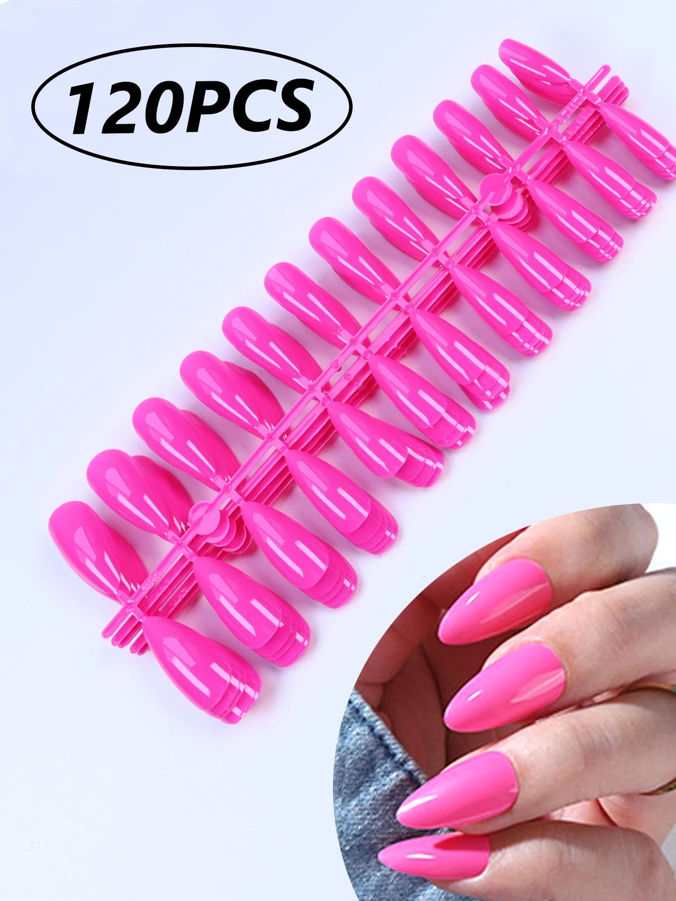 Medium Pink Candy Color Press On Nails Set - Smarsty