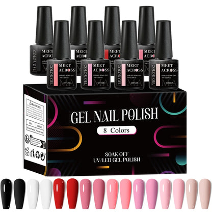 Fluorescent Gel Nail Polish Set With Glitter Finish - Smarsty
