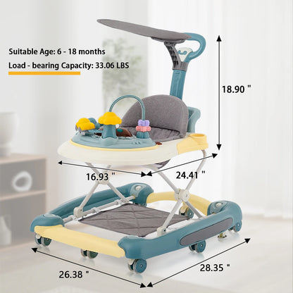 Baby Walkers With Universal Wheel Anti-Roll Anti O-Leg Walker Handcart Learning Start Walker Foldable Multifunction