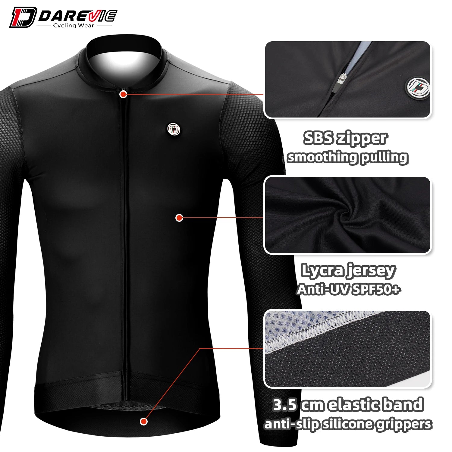 DAREVIE Man Cycling Jersey 2024 Summer Breathable Long Sleeve Men's Cycling Clothing MTB Road Anti-UV Men's Cycling Shirt