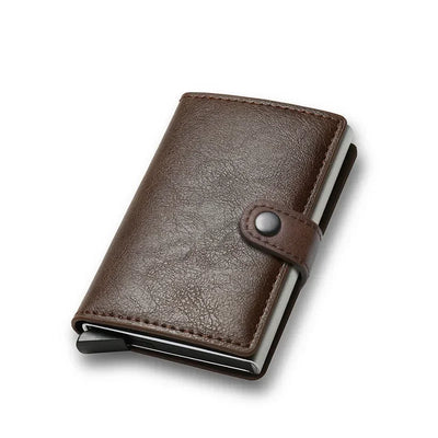 Carbon Fiber Credit Card Holder Wallet Men Rfid Smart Metal Thin Slim Pop Up Minimalist Wallet Small Black Purse Metal Vallet - Smarsty