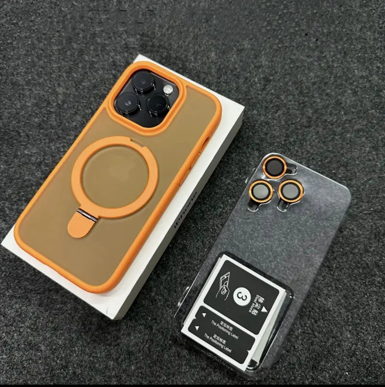 Metal Ring Stand Matte Magnetic Case for Magsafe IPhone 17 Air 15 14 13 12 11 16 Pro Max Plus with Lens Protector Mac Safe Cover