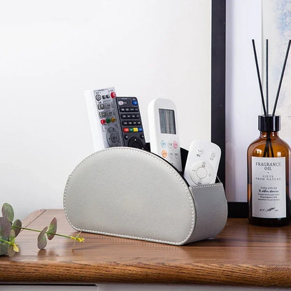 5 Grid Pu Leather Organizer Remote Control Phone And Tv Holder Desk Storage Box Cosmetics Brush by Smarsty