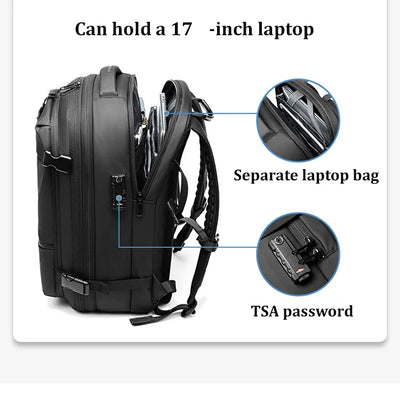 Men Travel Backpack vacuum compression 17 inch Laptop Backpack Business Large Capacity school Backpack Expanded Hiking backpack - Smarsty