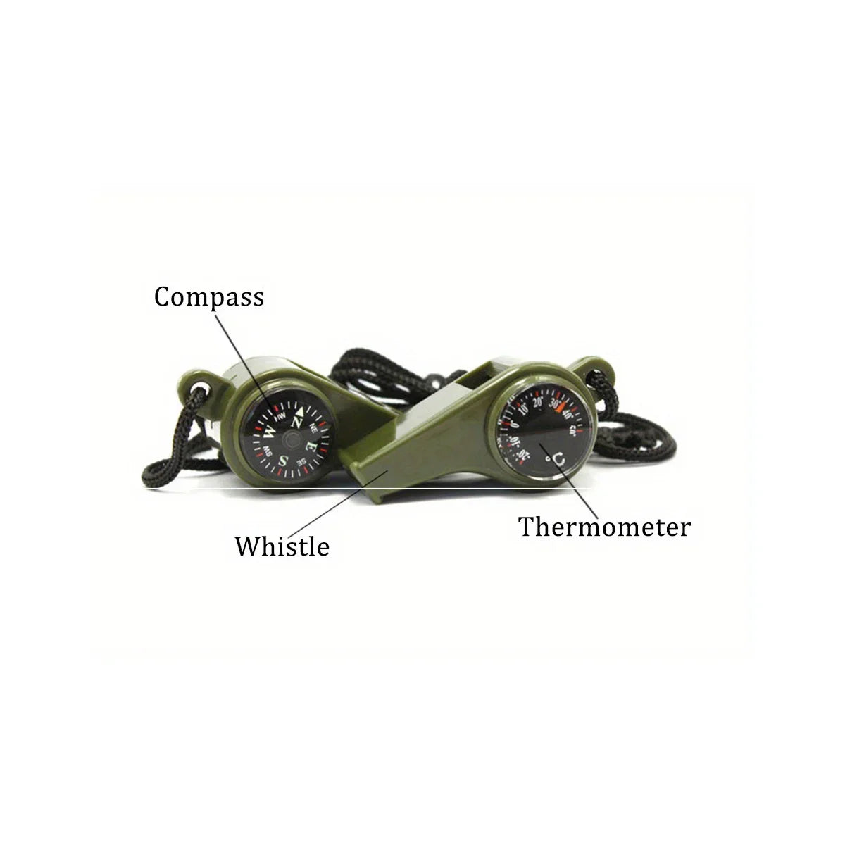 3 in 1 Emergency Survival Whistle Compass Thermometer Referee Cheerleading Whistle Camping Hiking Outdoor Multifunction Whistle by Smarsty