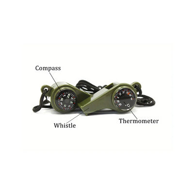 3 in 1 Emergency Survival Whistle Compass Thermometer Referee Cheerleading Whistle Camping Hiking Outdoor Multifunction Whistle by Smarsty